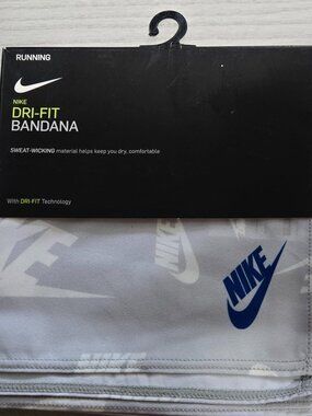 Nike Dri-FIT Running Bandana – New with Tags – OSFM – Grey/White/Blue 🏃‍♂️💨